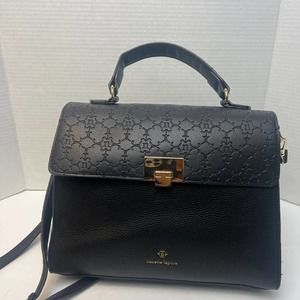 SALE!!NANETTE LEPORE Black Foux Leather handbag/crossbody Purse-Gold tone Accent